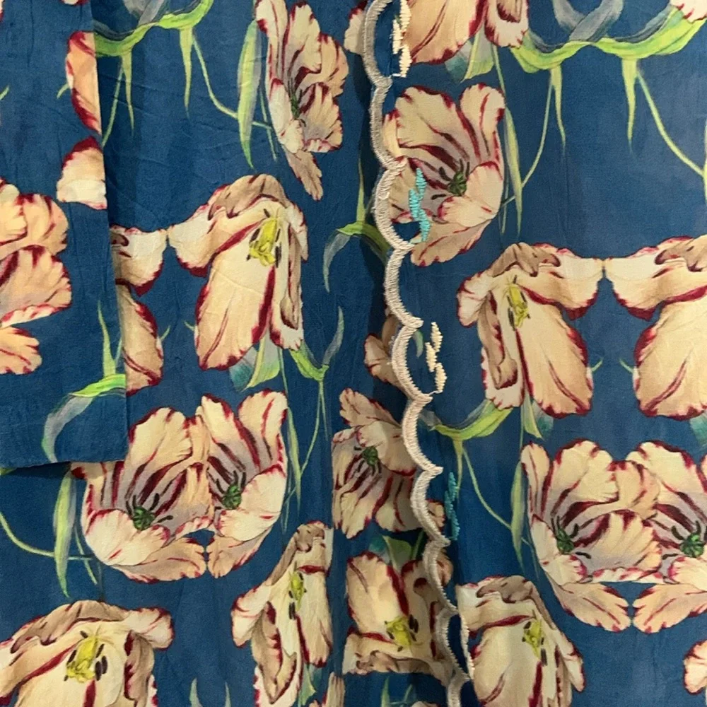 Johnny Was Blue Floral Flowy Wrap Around Blue Floral Pants, Women’s M - Picture 3 of 8